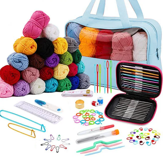 diy professional crochet hook repair travel sew thread accessories kit box crochet portable sewing set with case