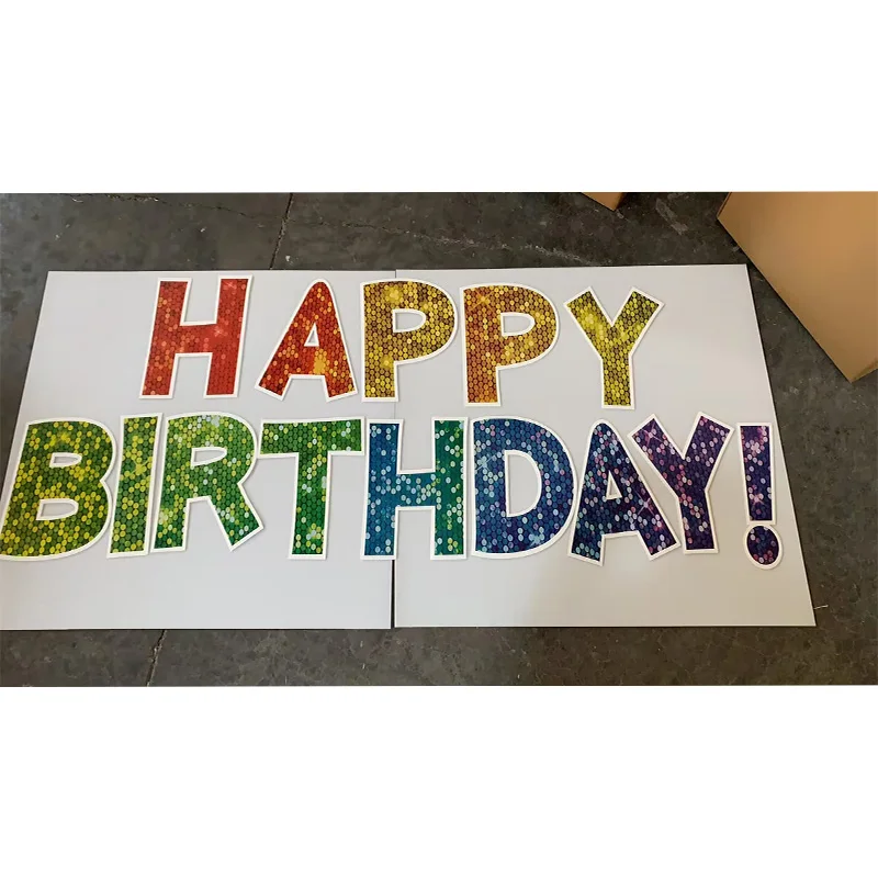 Chinese Factory Selling Hot Quality Good-looking Yard Signs Happy Birthday Letters 18x24 Outdoor With H-stakes