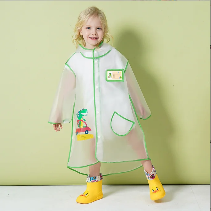 Детский прозрачный дождевик с карманом пончо для девочек и мальчиков