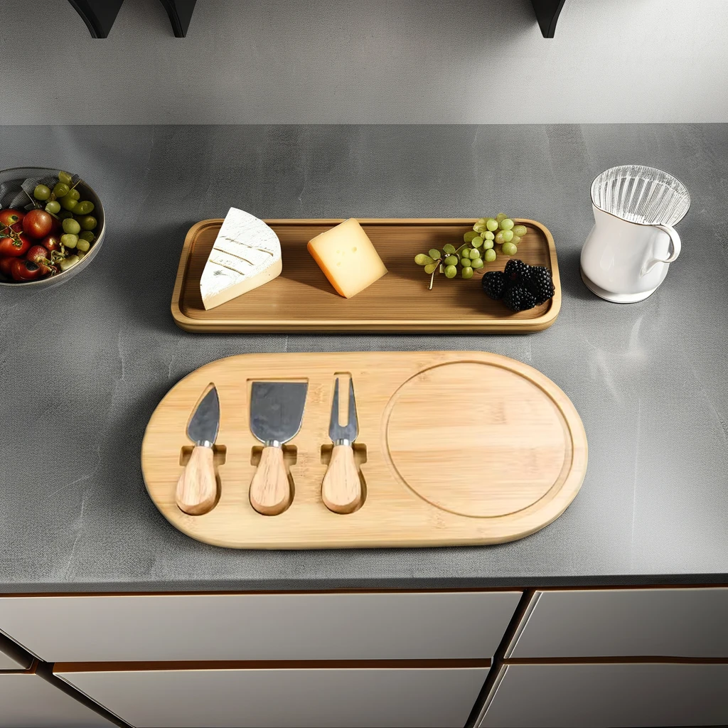 Custom Bamboo Charcuterie Board Set Cheese Serving Board and Chopping Block Wood Product