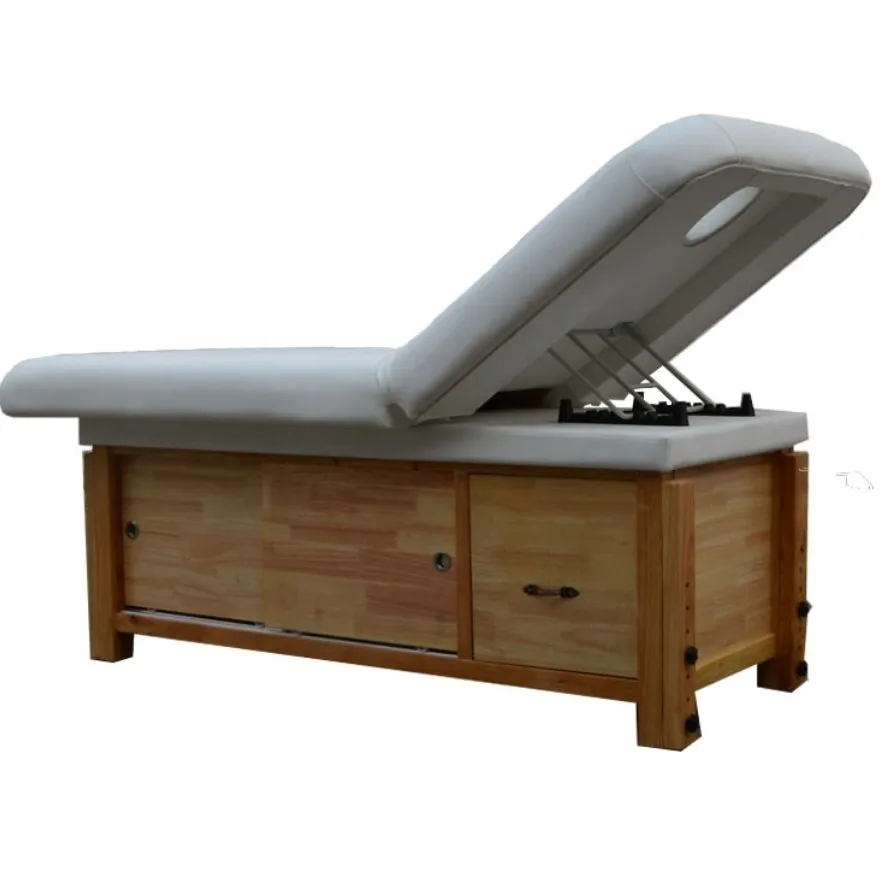 Modern Adjustable Spa Beauty Salon Cosmetic Eyelash extension chair Facial Treatment Table Solid Wooden Thai Massage Bed