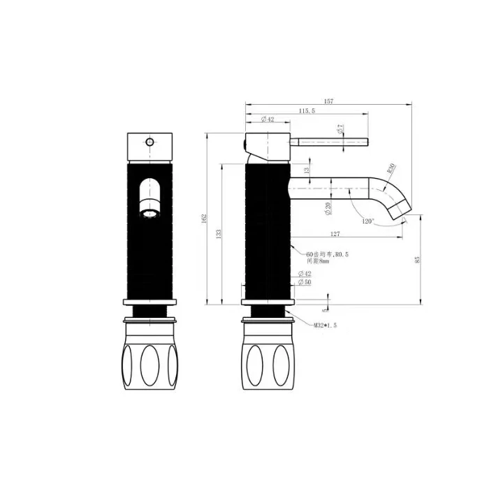 High End Creative Design Bathroom Sanitary Faucet Single Handle Deck Mounted Basin Brass Faucet Washbasin Faucet