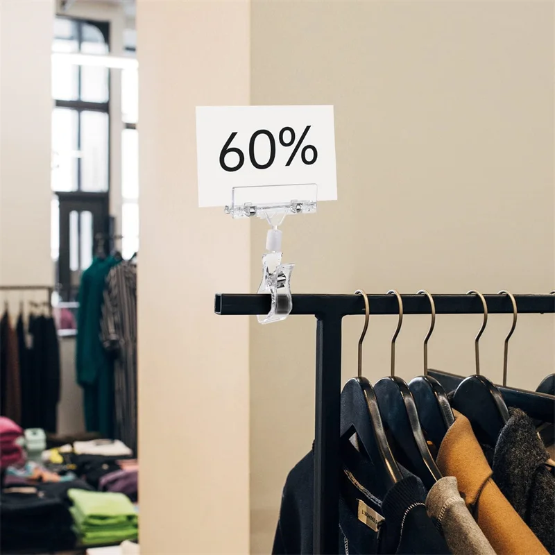 Supermarket Plastic Price Sign Clamps Label Tag Acrylic Clips Clear Pop Sign Holder Clips for Retail