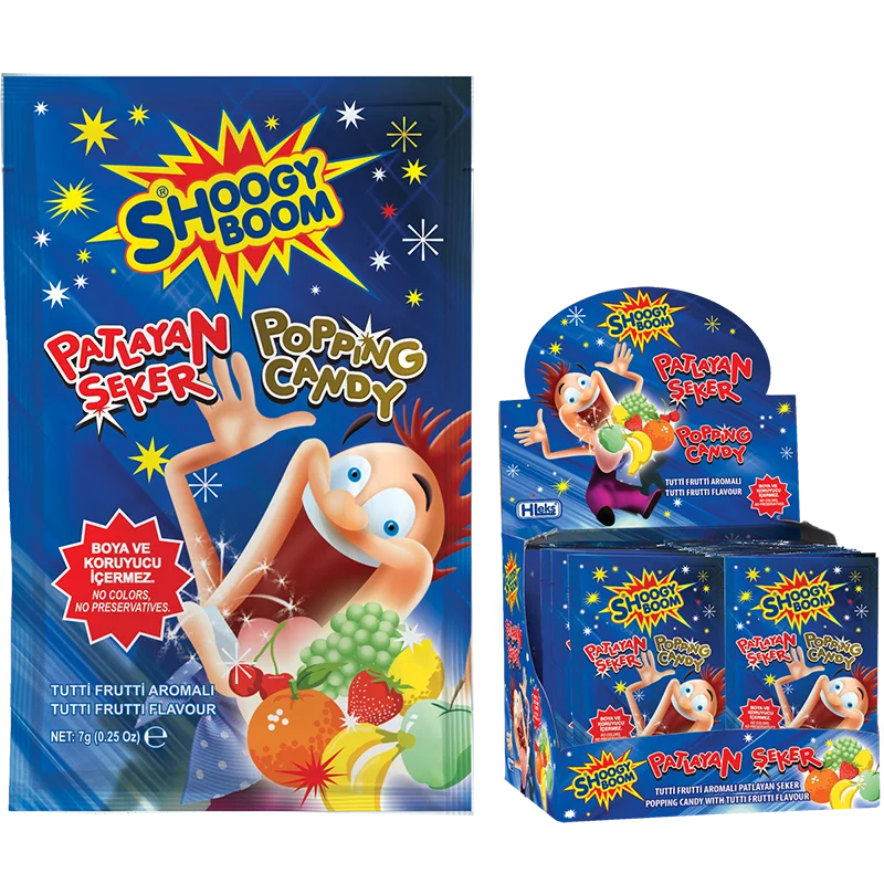 
High quality popping candy fruity flavored hard boiled candy 