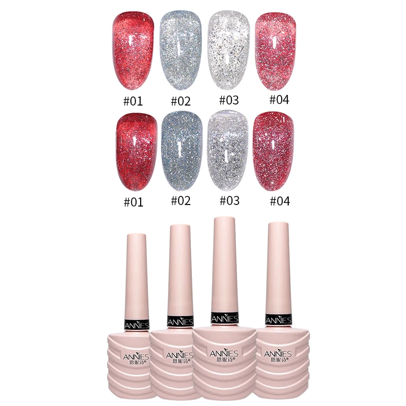 4 Colors 10ml Glitter Soak off Platinum UV Led Gel Galaxy Glitter Gel Polish Soak off Platinum Glitter Gel Polish Nail Art