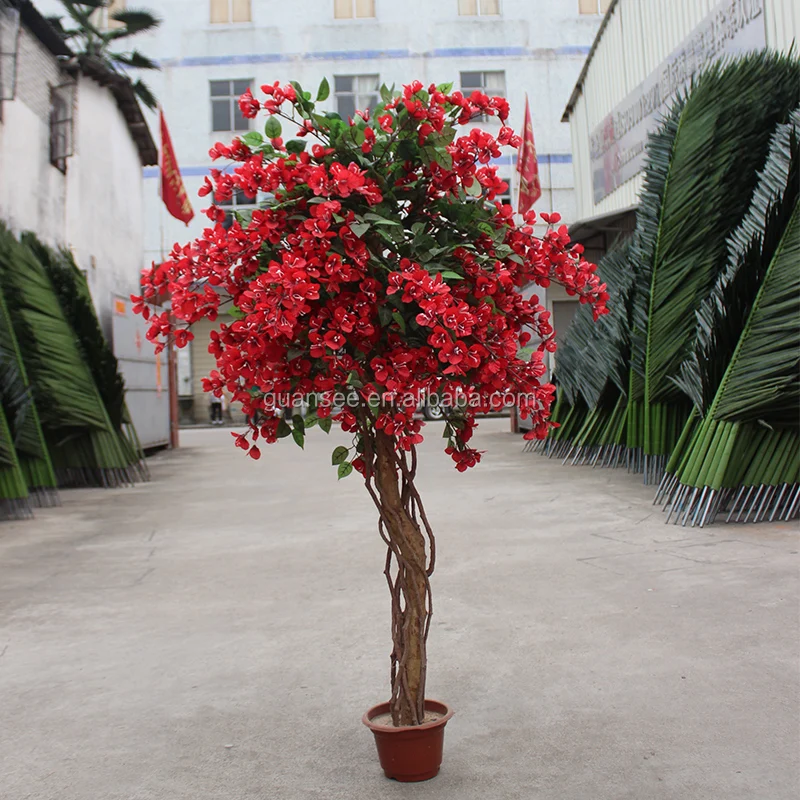 Flower Tree Red Flower Artificial Rhododendron Plastic Bonsai Tree