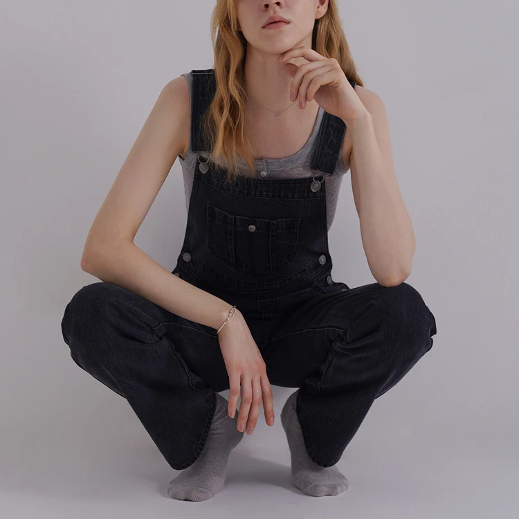 Sling Denim Bib Trousers womens denim overall Clothing  Elastic Ripped Blue Woman Denim Jeans Jumpsuit