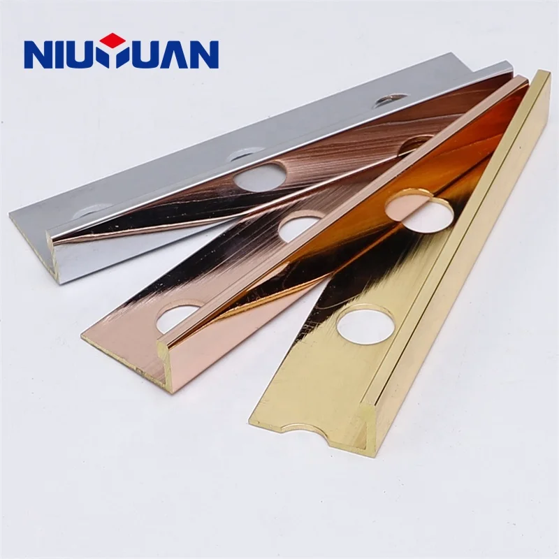 NIUYUAN Customized Profiles Decorative Tile Edge Polished Chrome Solid Brass Tile Trim