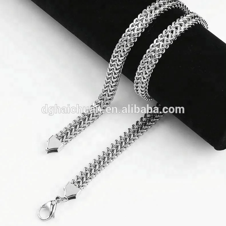 Wholesale 6/8mm thickness polished stainless steel chain necklace Jewelry sets for men gift