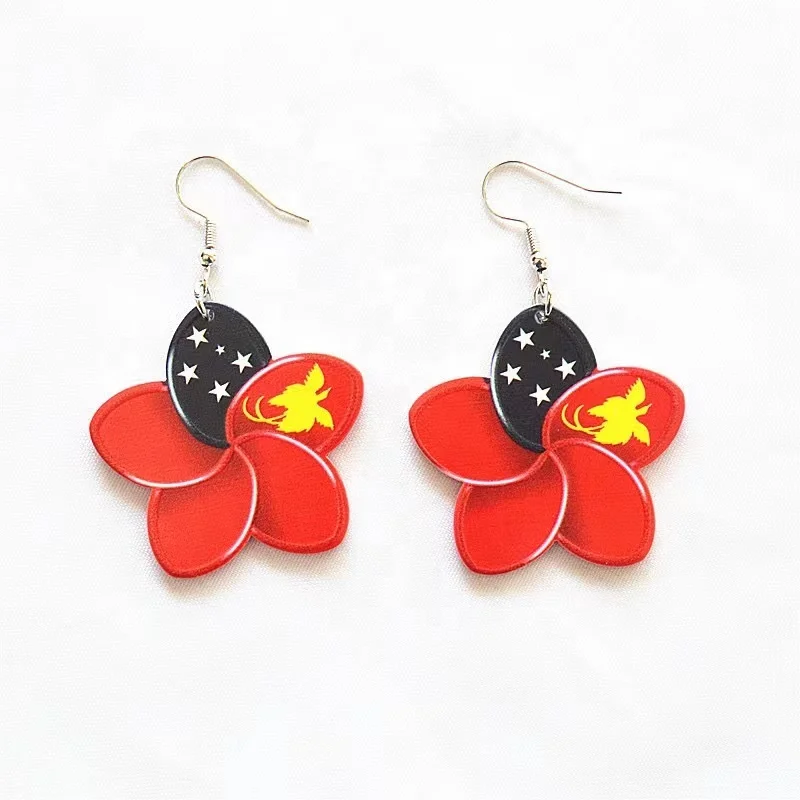 ES1787 enamel Plumeria flower Acrylic earring Hawaiian gold jewelry wholesale earring set for woman girl dancing party