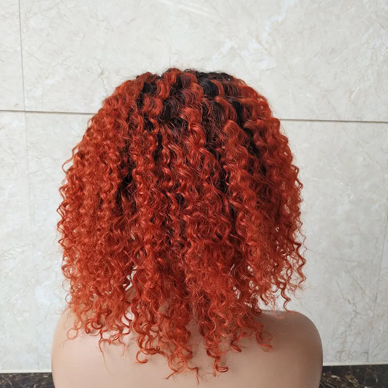 Deep wave curly 14 inch short bob T1b/350 ombre machine made Headband cuticle aligned brazilian raw indian human hair vendor wig