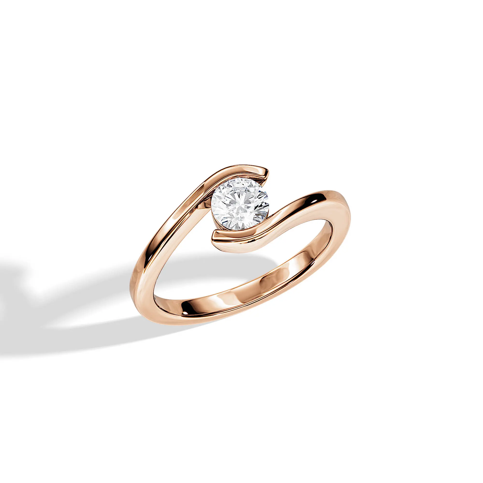 0.5 Carat Gold Diamond Ring Unique Engagement Bypass Ring Lab Grown Diamond Ring