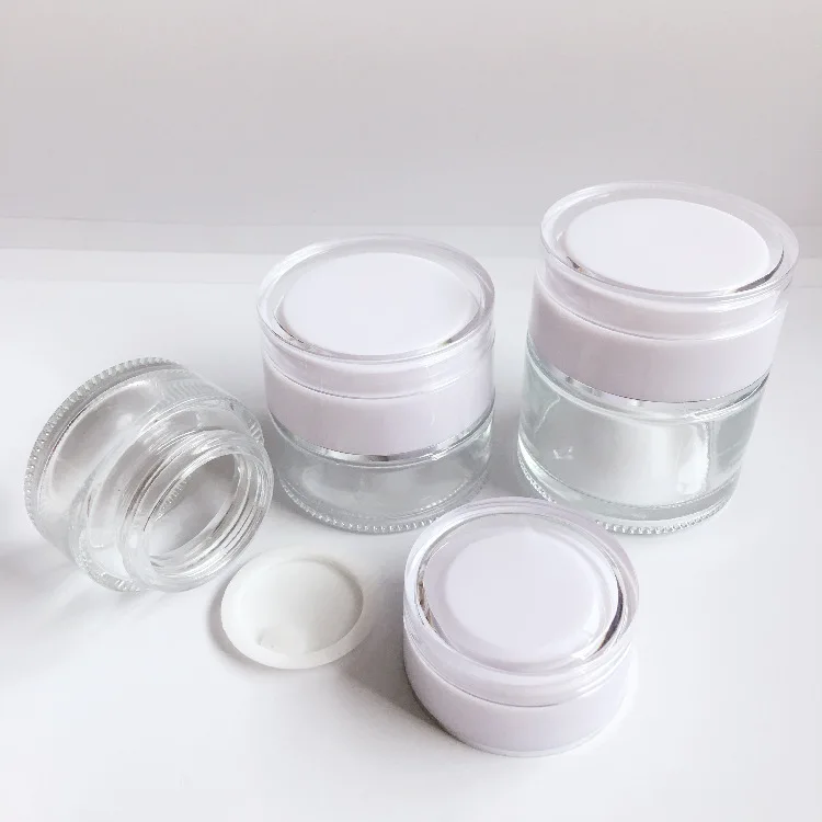 Custom 30g 50g frosted glass cosmetic jars facial cream packaging jar Use Skin Care Cream
