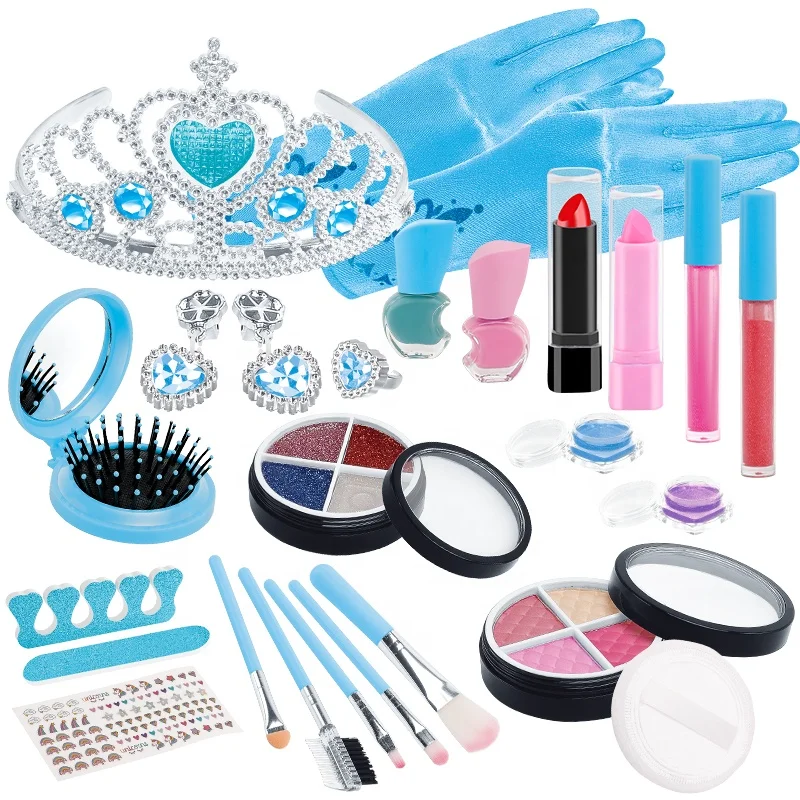 New Washable Real Beauty Set Girls Pretend Cosmetic Bag Princess Make up Fashion Kids Makeup Toy
