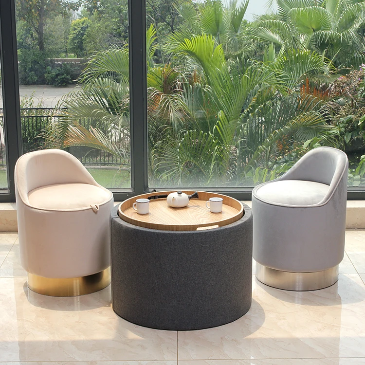 high quality wooden coffee table modern wooden tray with storage Ottoman