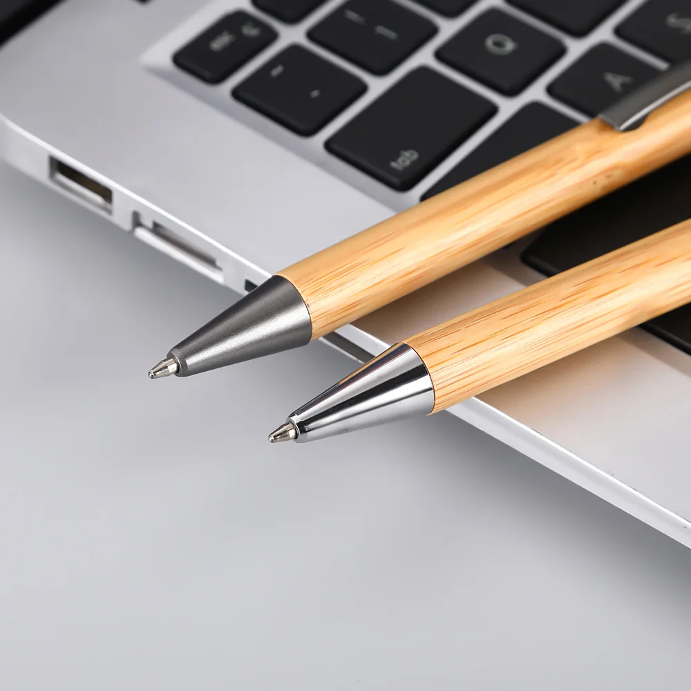 2022 Wholesale Eco Friendly Natural Recycled Click Bamboo Wood Ballpoint Pen Stainless Steel Bamboo Barrel Pen With Stylus