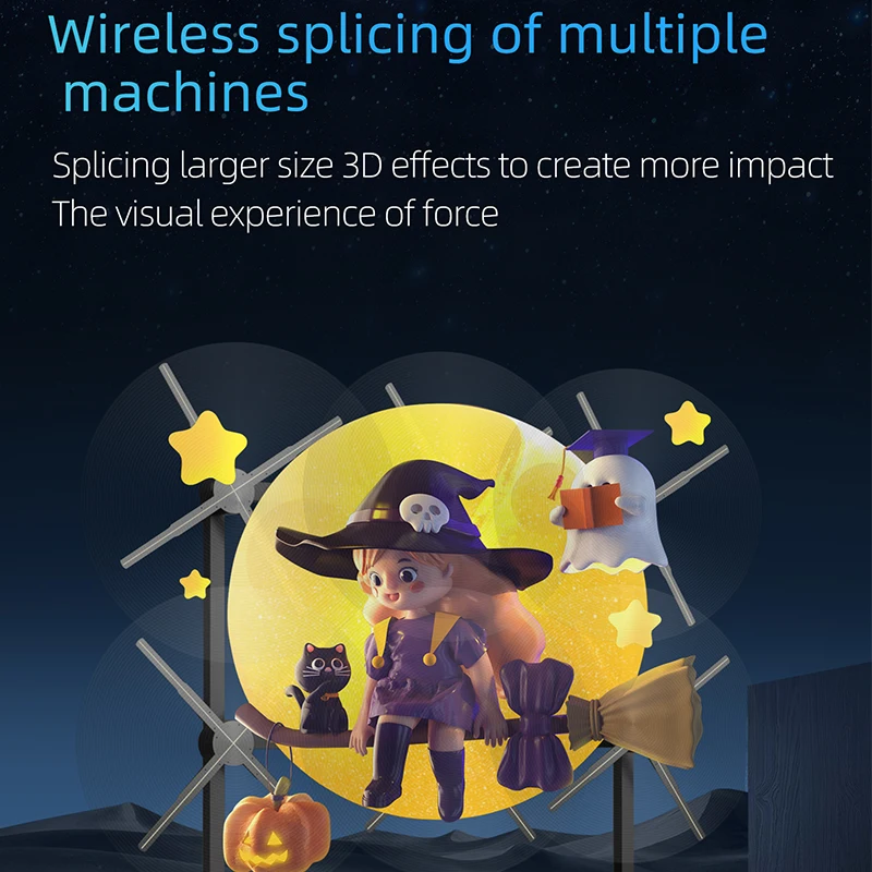 Led holographic fan 3d wifi hologram projector display adverting fan for shopping mall