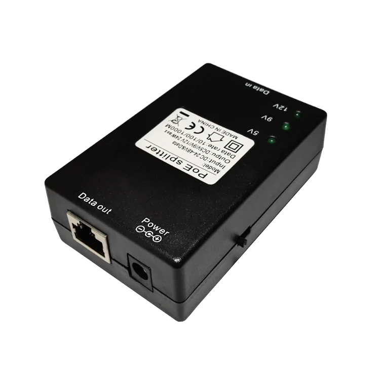 Voltage Adjustable POE Splitter  5V 9V 12V 15W with interchangeable power jack adapter