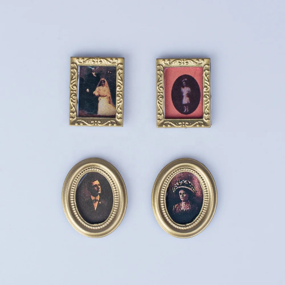 1/6 1/12 Doll House Simulation Miniature Mini Gold frame model Decoration