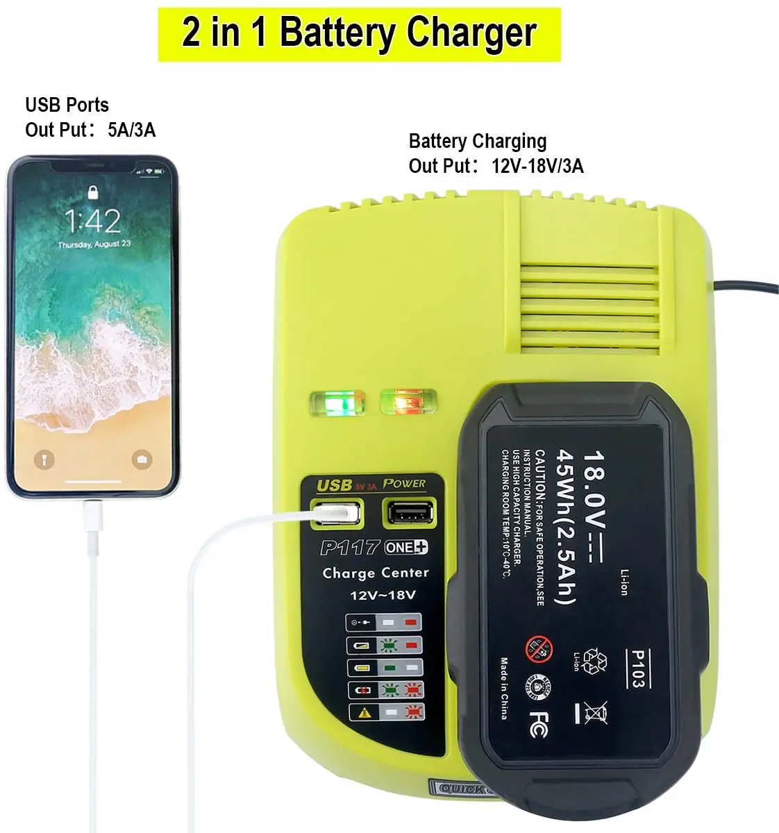 Ni-CD Ni-MH Li-Ion 12V-18V 3A зарядное устройство для аккумулятора P117 Ryobi P104 P105 P102 P103 P107