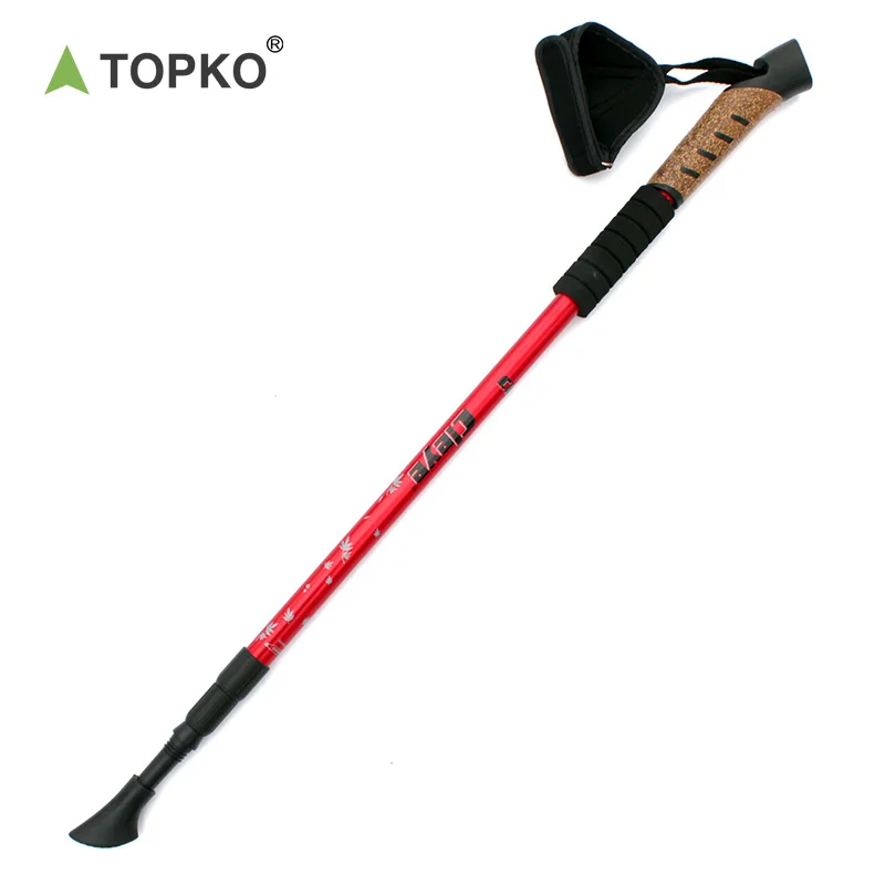 TOPKO Custom LOGO Foldable Cork Aluminum Cane Telescopic Non-slip Cane Trekking Pole Walk Stick