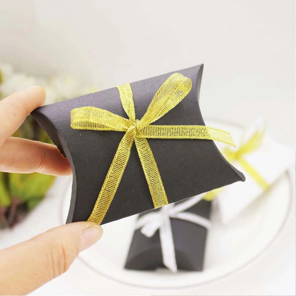 Pillow Ribbon Paper Sweet Candy Packaging Box for Wedding Baby Shower Party Gift Box