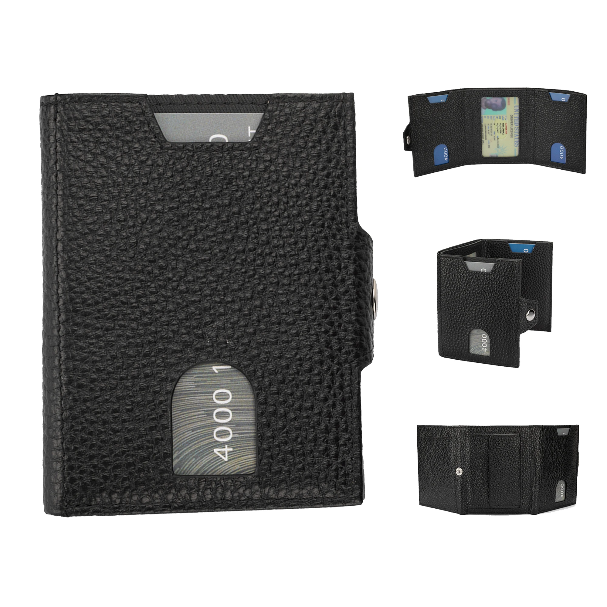 Factory Hot Sale Tri-fold Wallet For Man With Coin Pocket  RFID Blocking Minimalist Style Real Leather Credit Card Holder Wallet