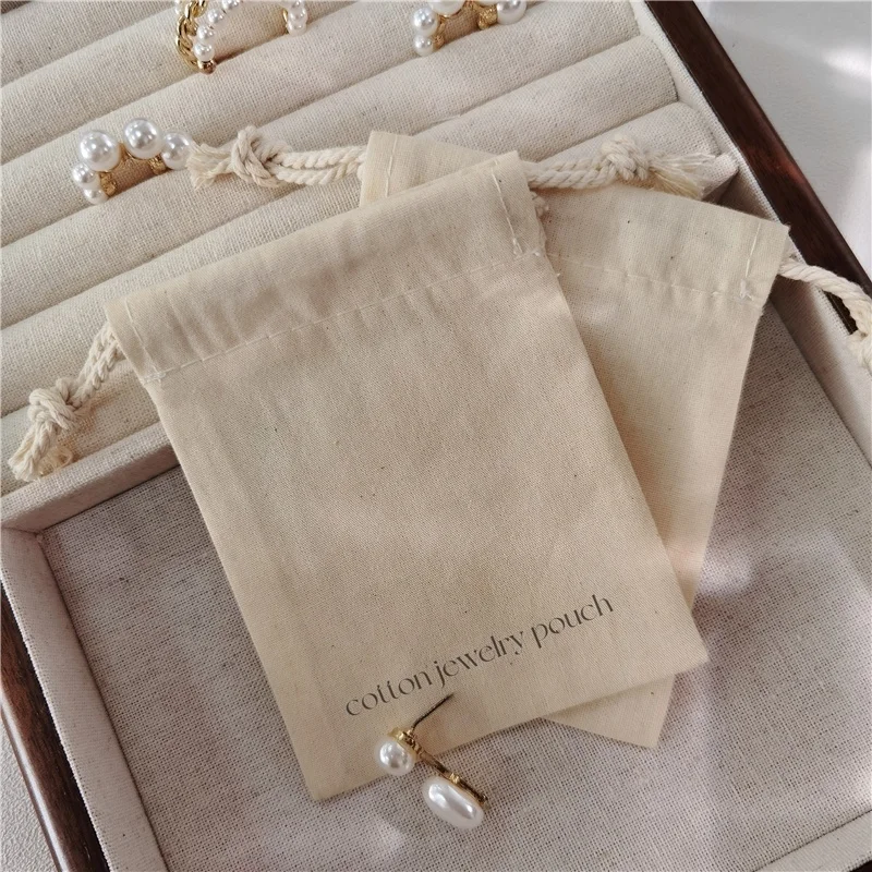 Customized Jewelry bags Eco Linen Jewelry Bag or Pouch Jewelry Packing Bag With Custom Logo Custom Earring Pouch With Logo