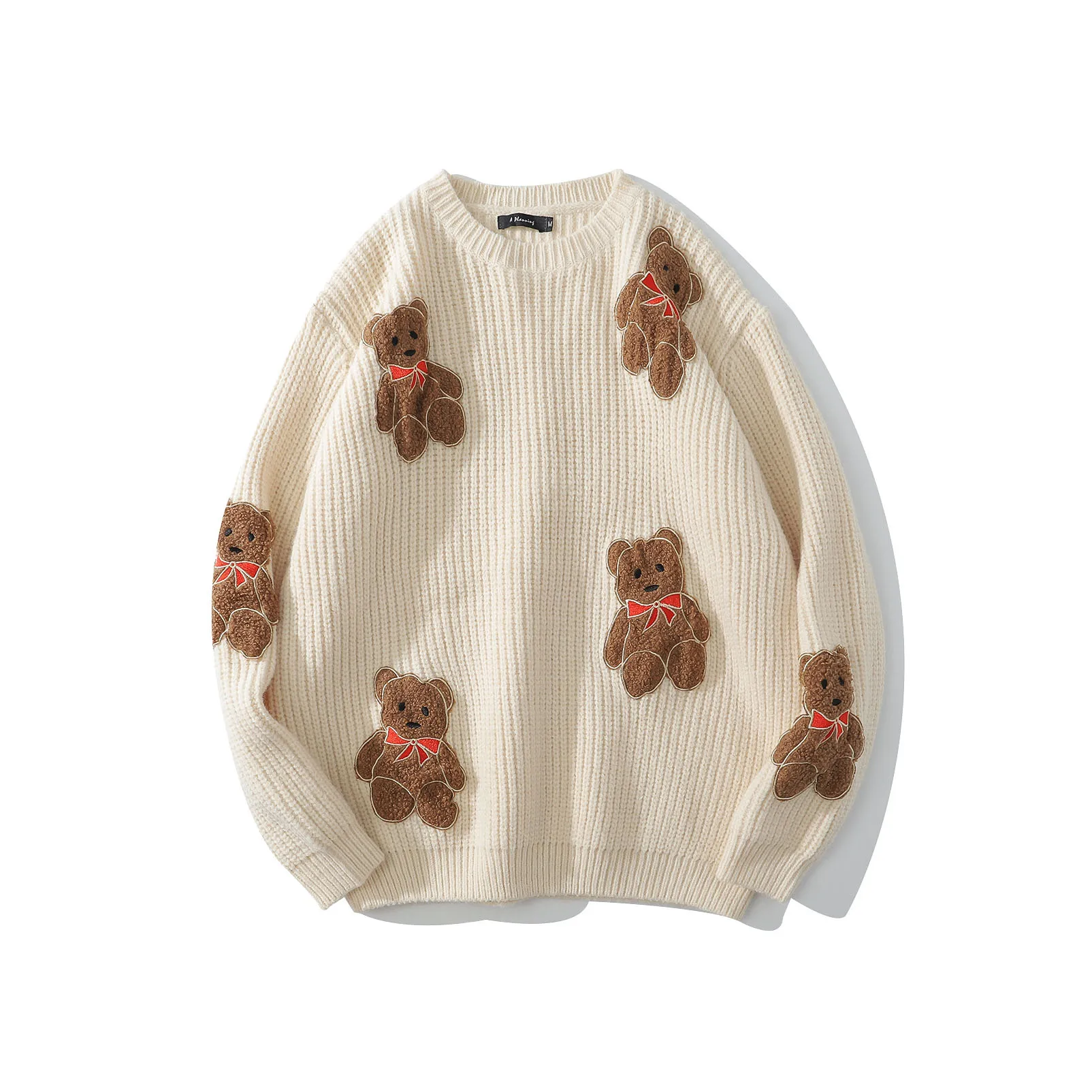 Wholesale Fashion Designer Female Clothes Cute Style Bear Sweater Solid Color Woolen Winter Sweater For Women