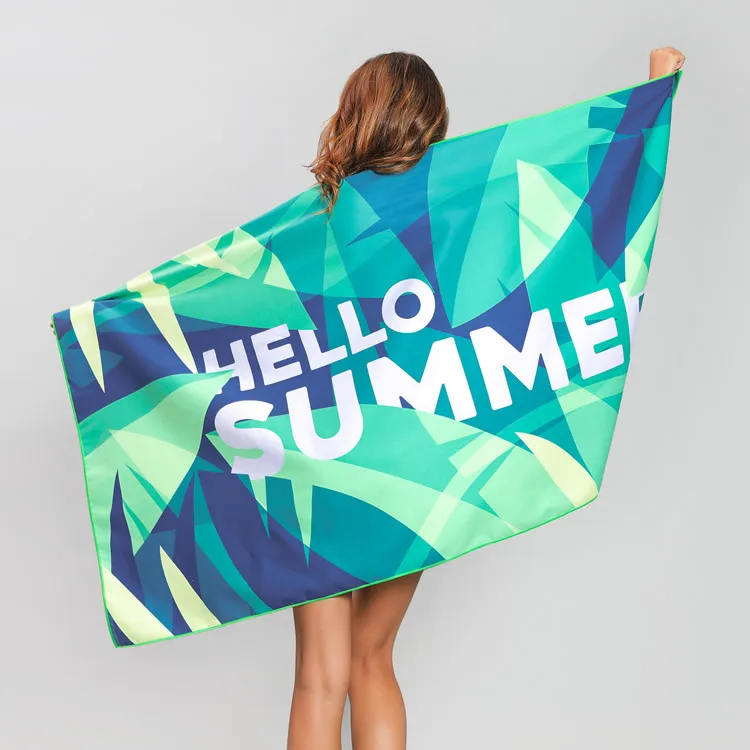 Wholesale small MOQ Amazon hot selling two side print quick dry summer large sand fee proof microfiber custom beach towel