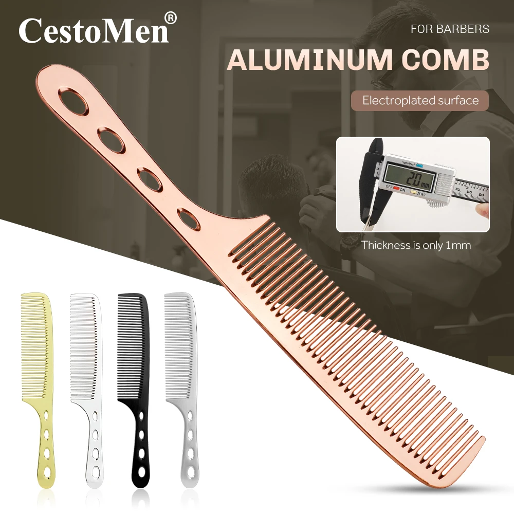 Professional Salon Custom Stainless Steel Hair Comb Hairdressing Steel Comb Hair Cutting Metal Comb Long Handle
