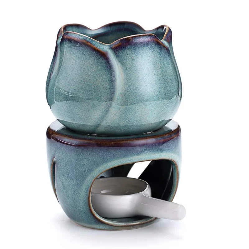 Wholesale Aroma Candle Tea Light Holder Melt Wax Warmer Tulip Ceramic Essential Oil Burners For Spa