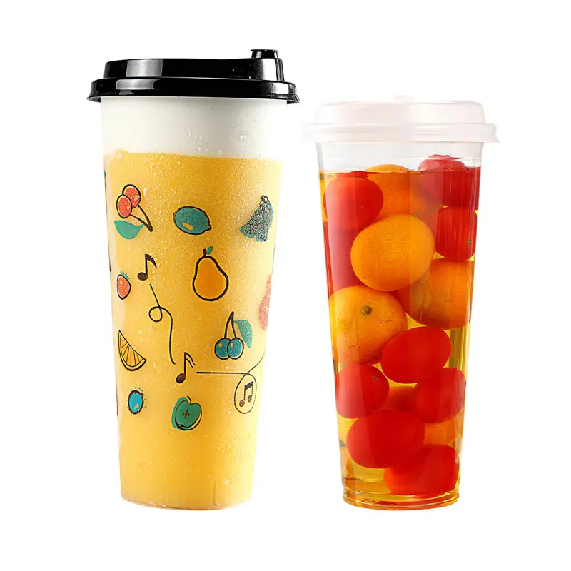 Factory Direct Mineral Water 350 Ml Cups Pp For Food With Lid And Straw Gold Plastic Cup