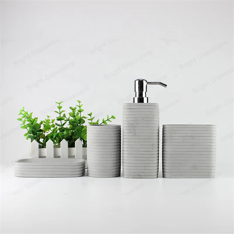 New Custom square Concrete Bathroom Accessories Set