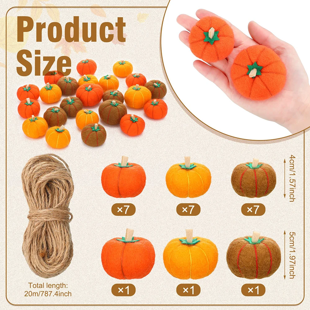 Hot Selling Thanksgiving Mini Pumpkin Halloween Home Decor Wall Hanging Ornament Decoration Felt Pumpkins Crafts Outdoor