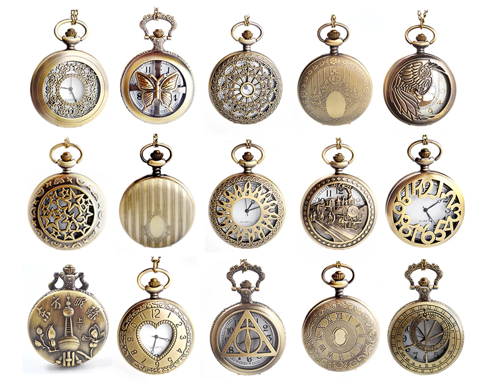 Stylish Vintage Quartz Pocket Watch Steampunk Unisex Pendant Flip Hollow Black Bronze Silver Gold Watches Clock Various Styles