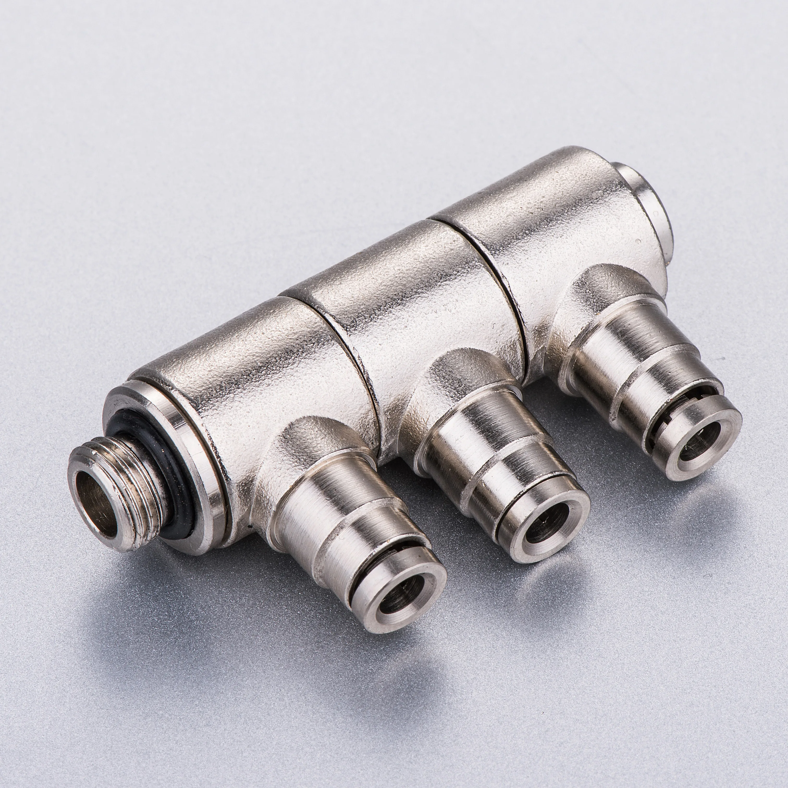 male branch tee with O-ring brass nicked fitting,metal push in fitting camozzi