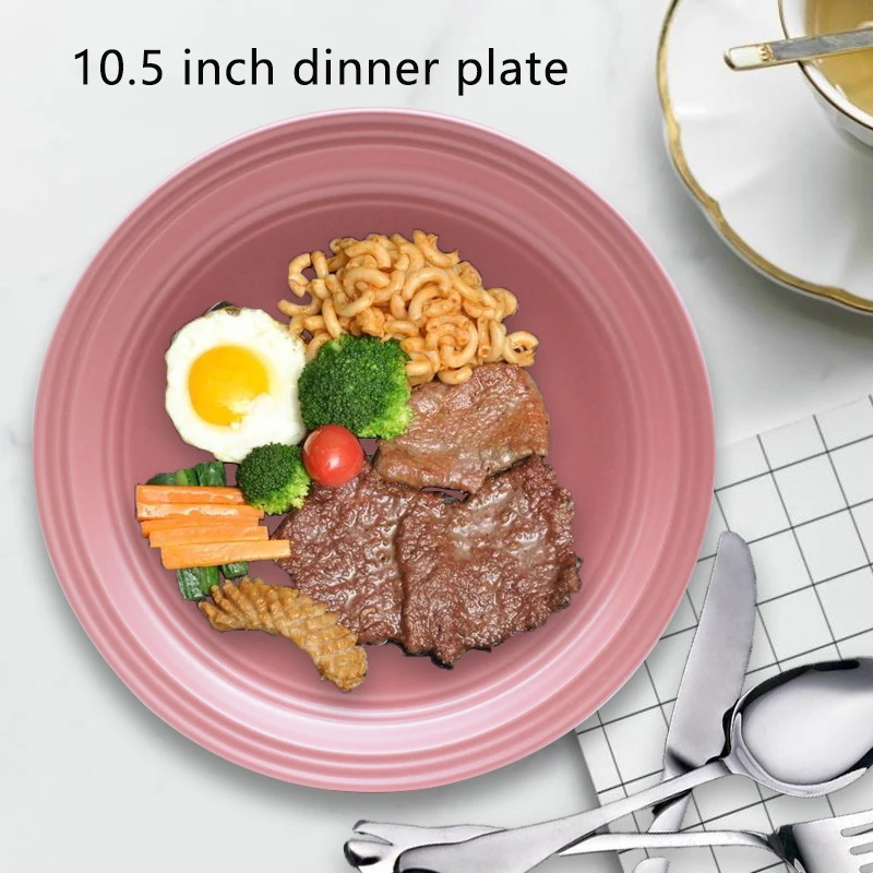 Элегантные Свадебные розовые обеденные тарелки и миски карамельных цветов набор керамической рельефной посуды оптом