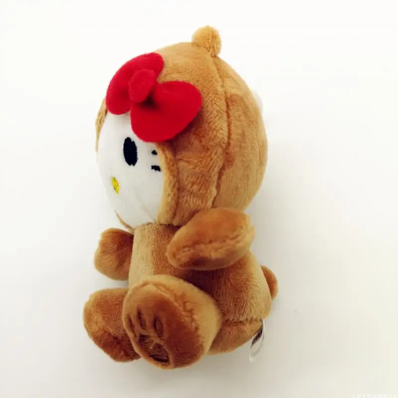 10CM Kawaii Anime Plush Toy With Bow Cats Brown Bear White Bear Panda Cute Soft Stuffed Pendant