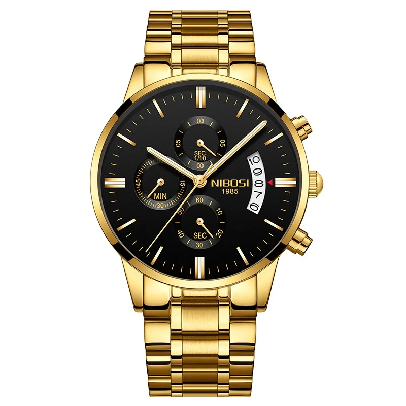 Relojes Hombre Nibosi Watches 2039 Original Brand Luxury Chronograph Watches Stainless Steel Bracelet Business Men Quartz Watch