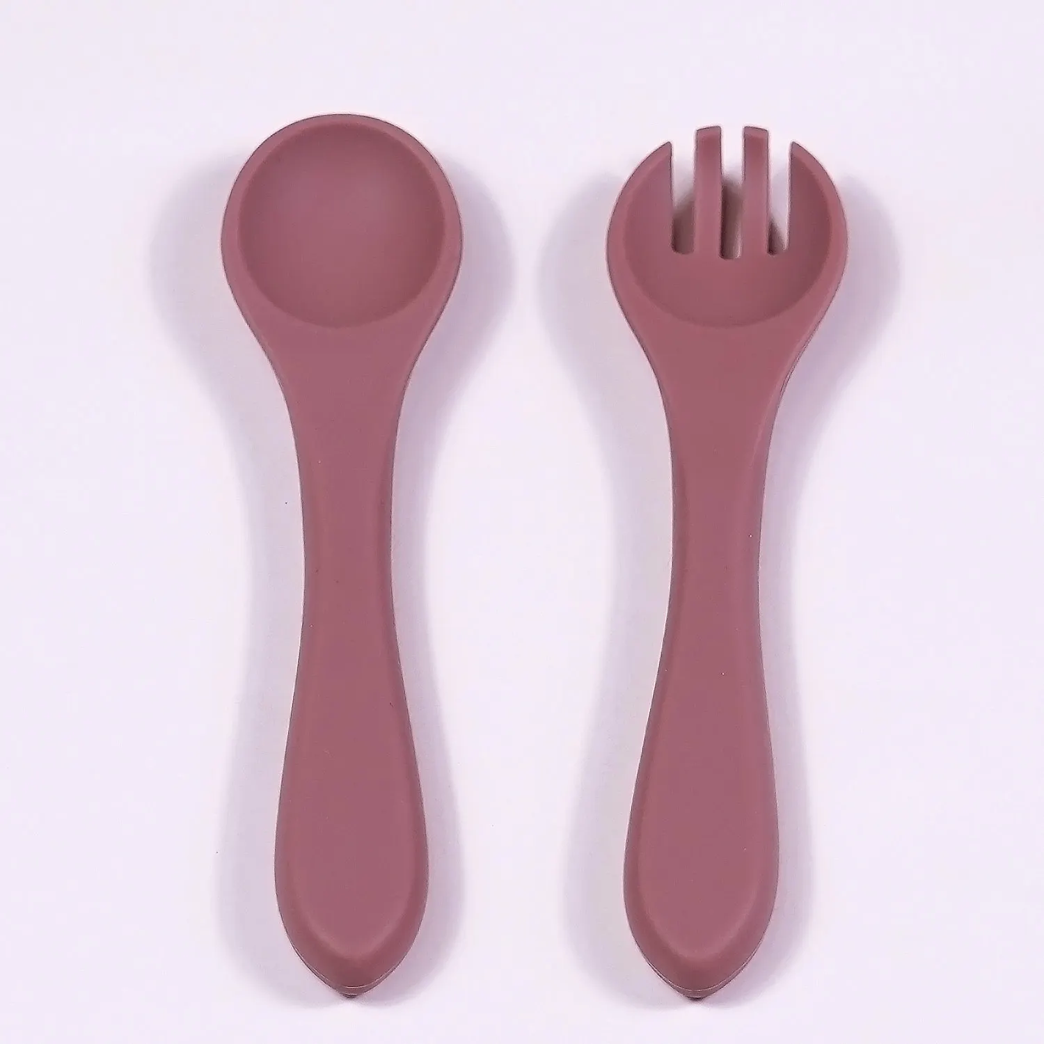 Durable Silica Gel Solid Pattern Convenient Infant Feeding Silicone Baby Fork