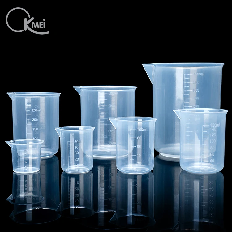 Высококачественный химический лабораторный пластиковый мерный стакан различной емкости