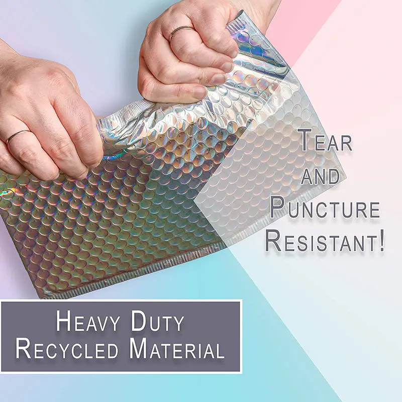 CX Holographic Bubble mailer Transparent PVC Envelopes Holographic Poli Mailers Shipping Red/Rose Gold Bubble Mailer Holographic