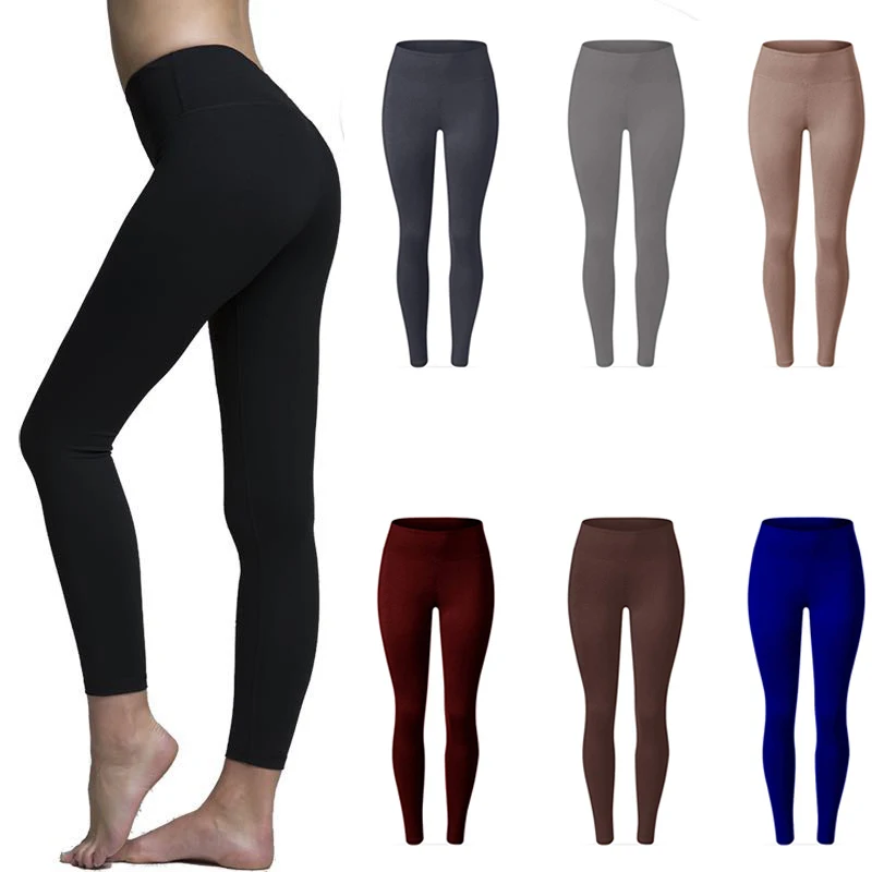 Wholesale 92% polyester 8% spandex buttery soft brushed full length opaque slim high waisted leggings for women