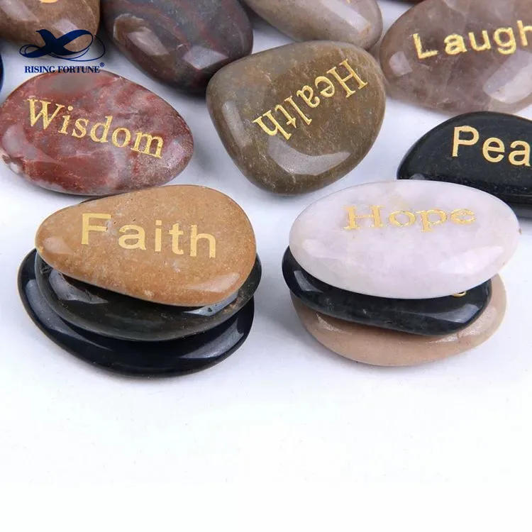 Engraved black letter pebbles Natural River Stones
