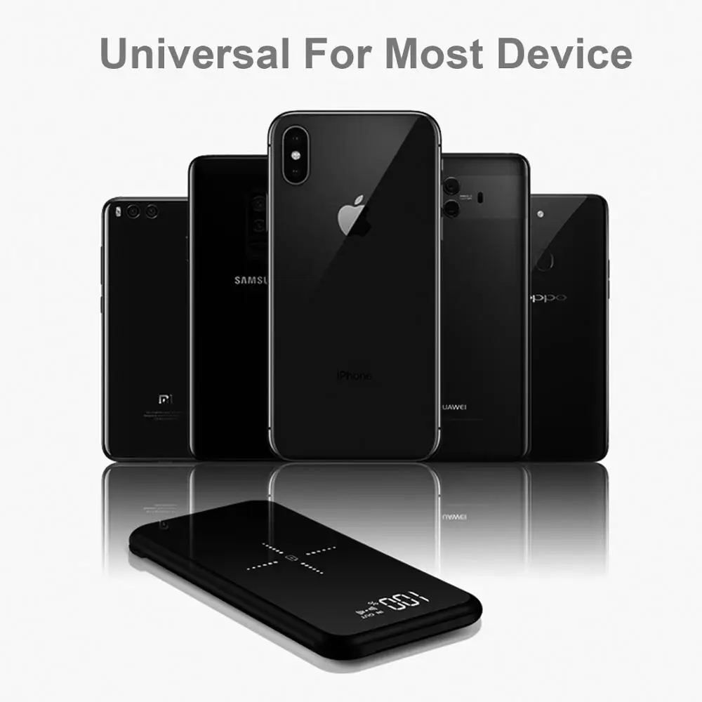 WELUV Высокая емкость 10000 мАч Внешний аккумулятор встроенный кабель для iPhone 11 XS Max Samsung Qi беспроводной внешний