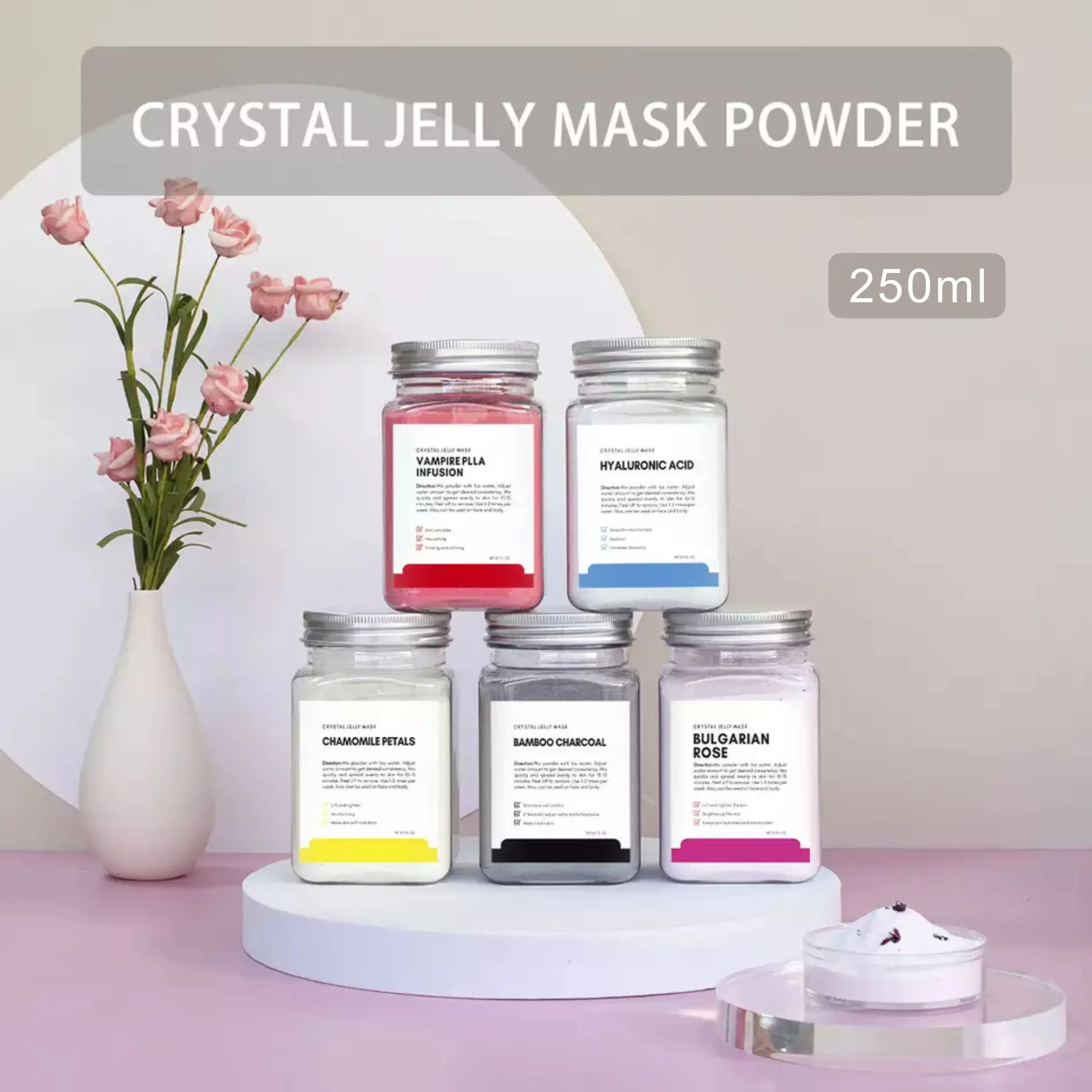 34 Flavors Organic Face Care Brightening Peel Off Facial Mask Powder Anhydrous Natural Jelly Mask Powder