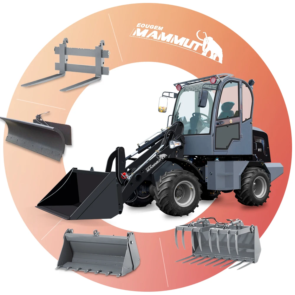 Ковшовый погрузчик WL12 мини электрический колесный 2205lbs EPA4 euro5 вариант двигателя с газонокосилкой