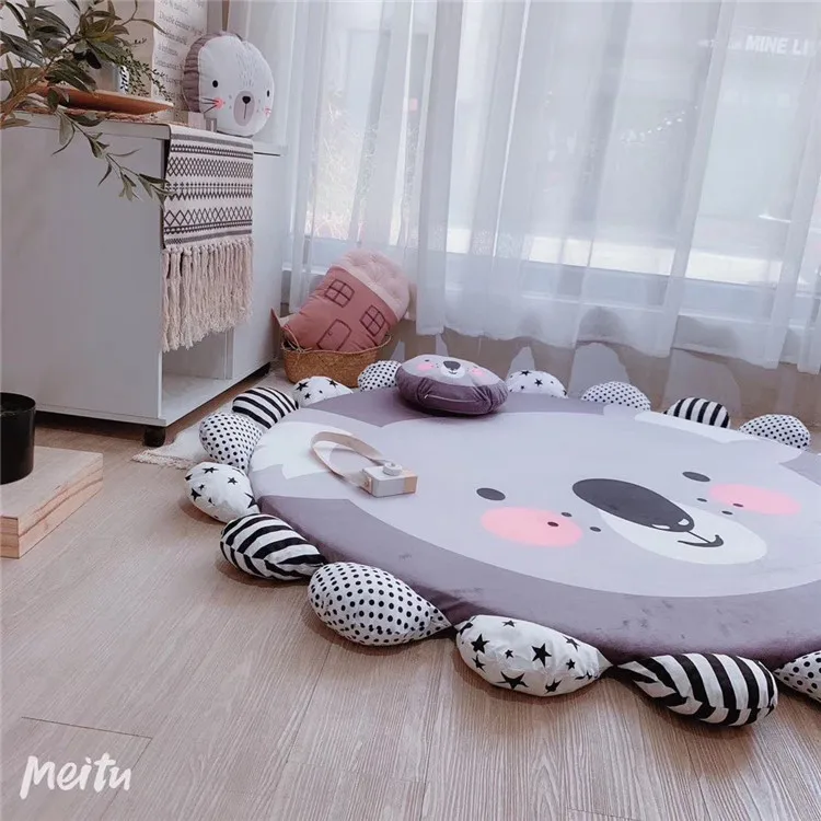 Super Soft Cotton Washable Area Kids Crawling Rugs Round Baby Toys Play Mat