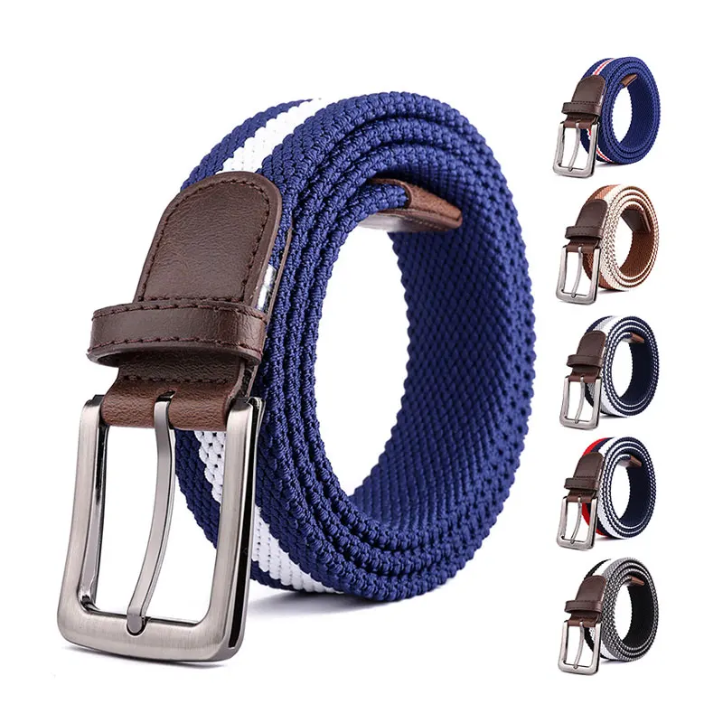 Wholesale Luxury Fashion Nylon Stretch Fabric Belt High-Quality Cotton Elastic Braided Belt Pin Buckle Women Men Belts
